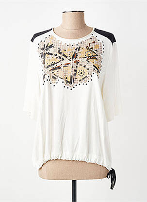 Top guler rotund mâneci 3/4 bej TRICOT CHIC femeie