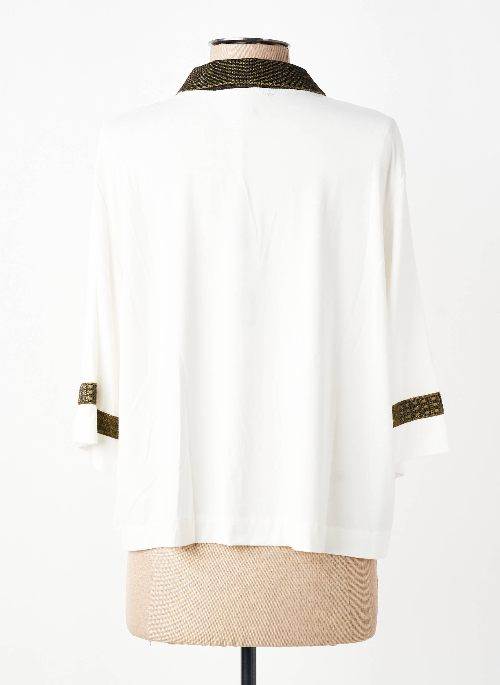 Top elasticitate mâneci 3/4 alb TRICOT CHIC femeie