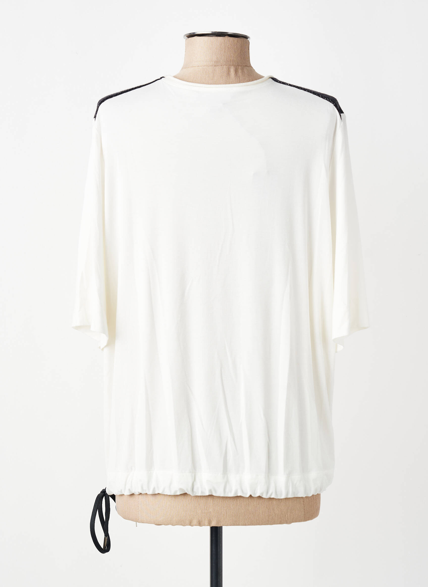Top guler rotund mâneci 3/4 bej TRICOT CHIC femeie