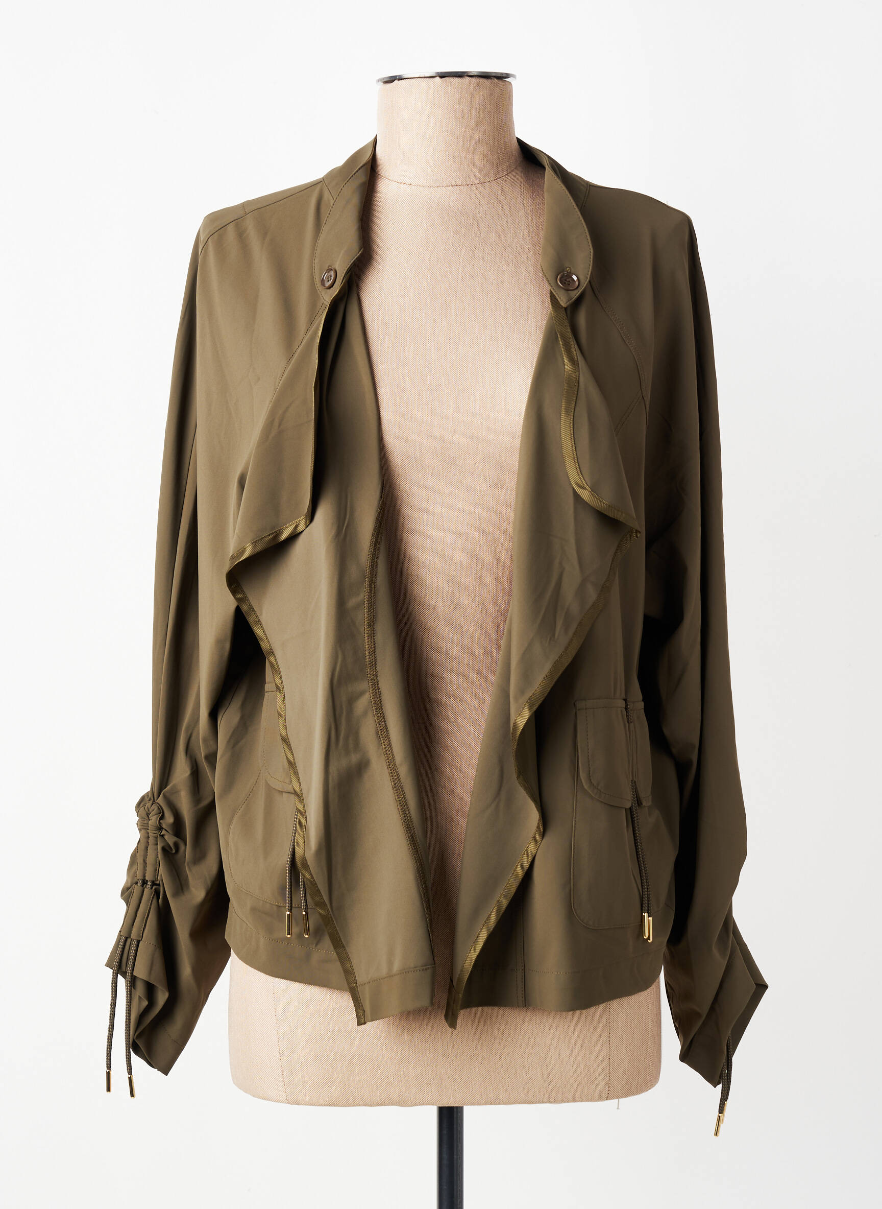 Jachete casual guler tip costum verde EVA KAYAN femeie