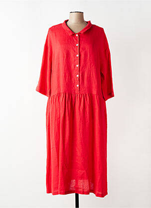 Rochie lungă croială evazată mâneci 3/4 roșu K femeie