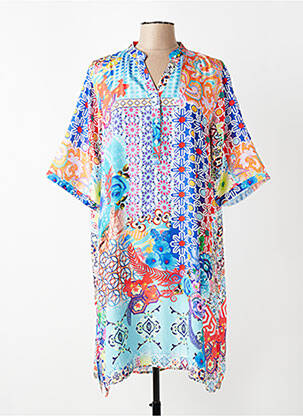 Rochie midi croială fluidă mâneci scurte albastru VANIA femeie