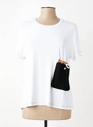 Tricou elasticitate mâneci scurte alb TRICOT CHIC femeie