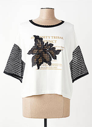 Tricou croială dreaptă mâneci scurte bej TRICOT CHIC femeie