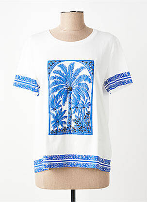 Tricou serigrafie flockată mâneci scurte albastru LEO & UGO femeie