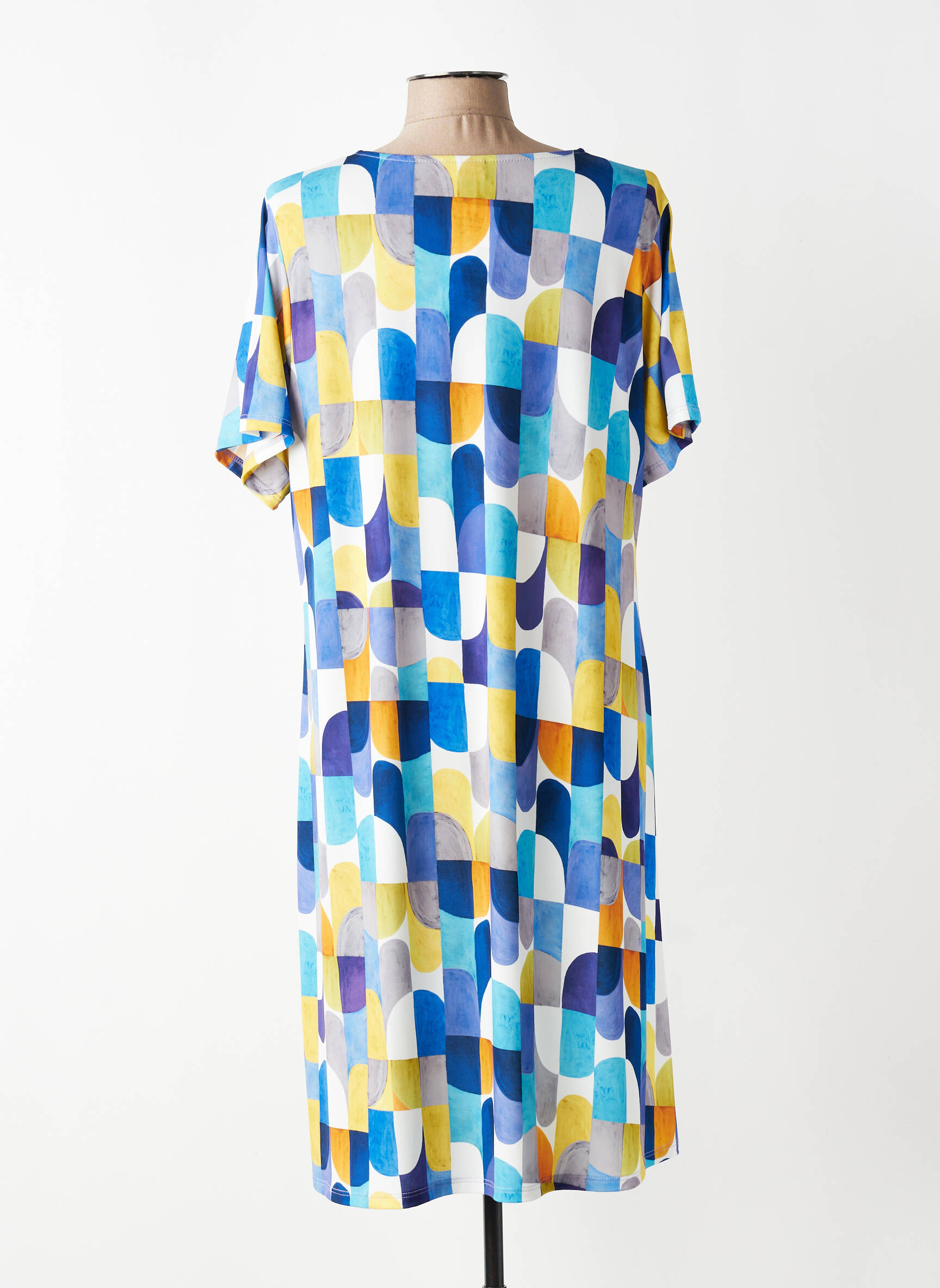 Rochie midi croială fluidă mâneci scurte albastru VANIA femeie