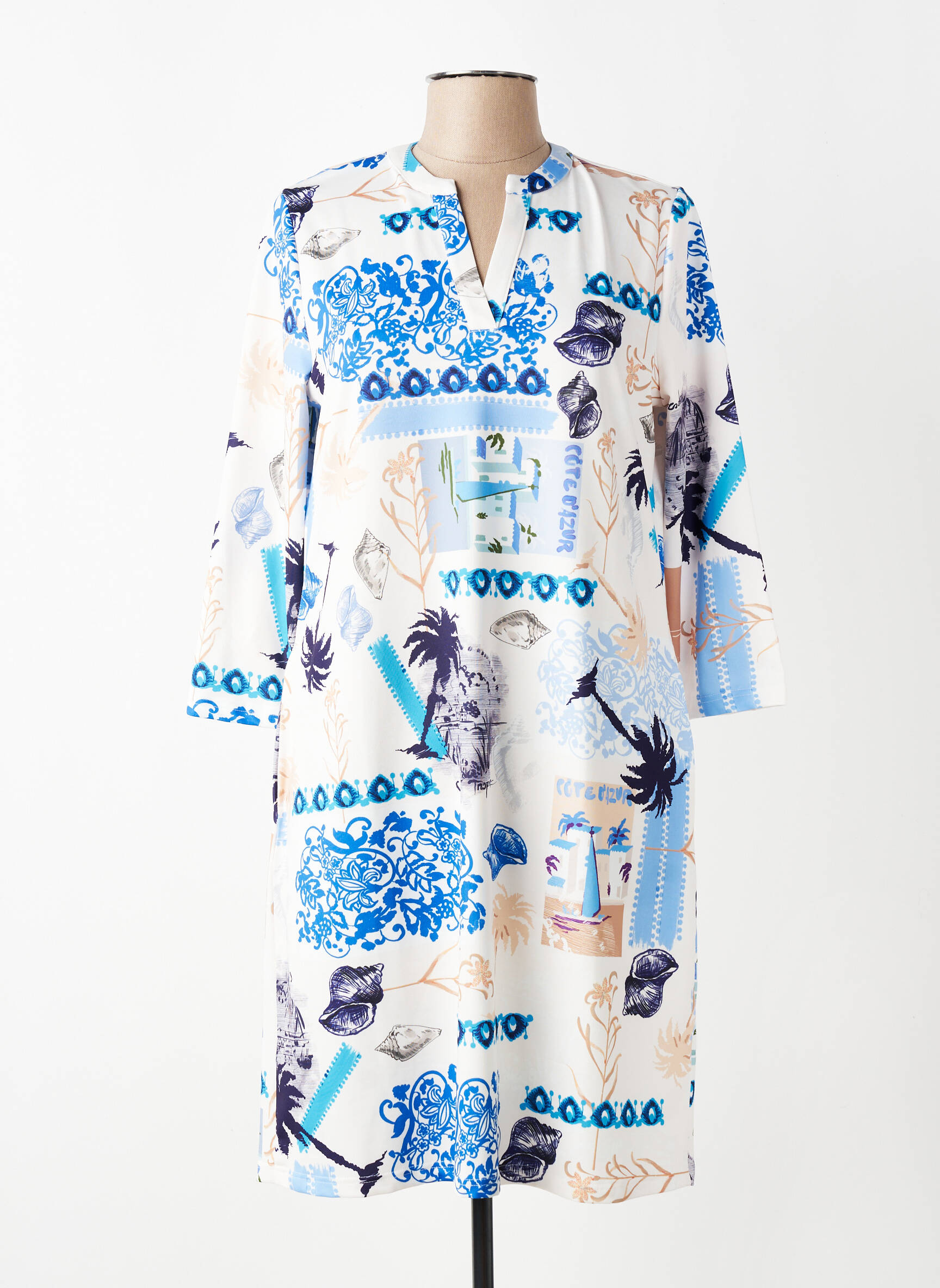 Rochie midi mâneci 3/4 mâneci 3/4 albastru TUZZI femeie