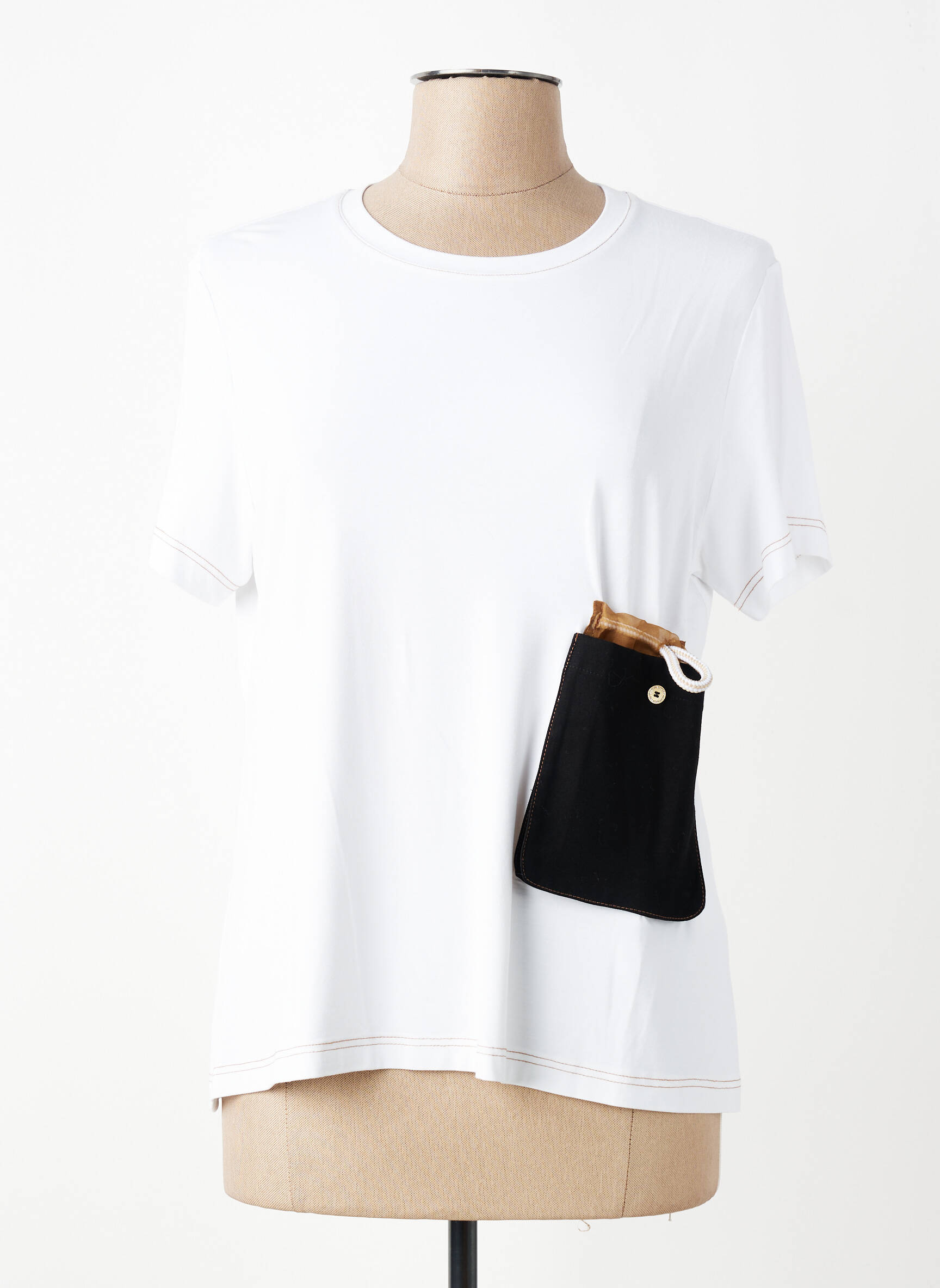 Tricou elasticitate mâneci scurte alb TRICOT CHIC femeie