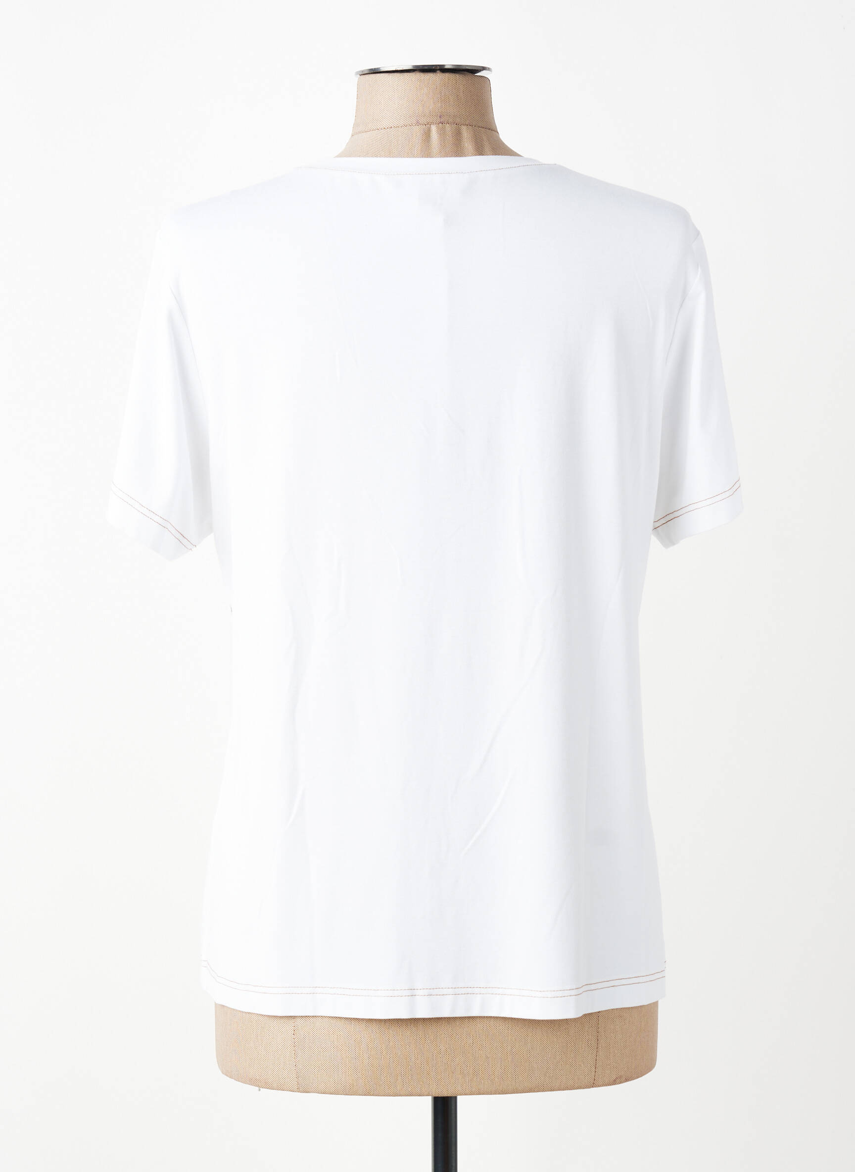 Tricou elasticitate mâneci scurte alb TRICOT CHIC femeie