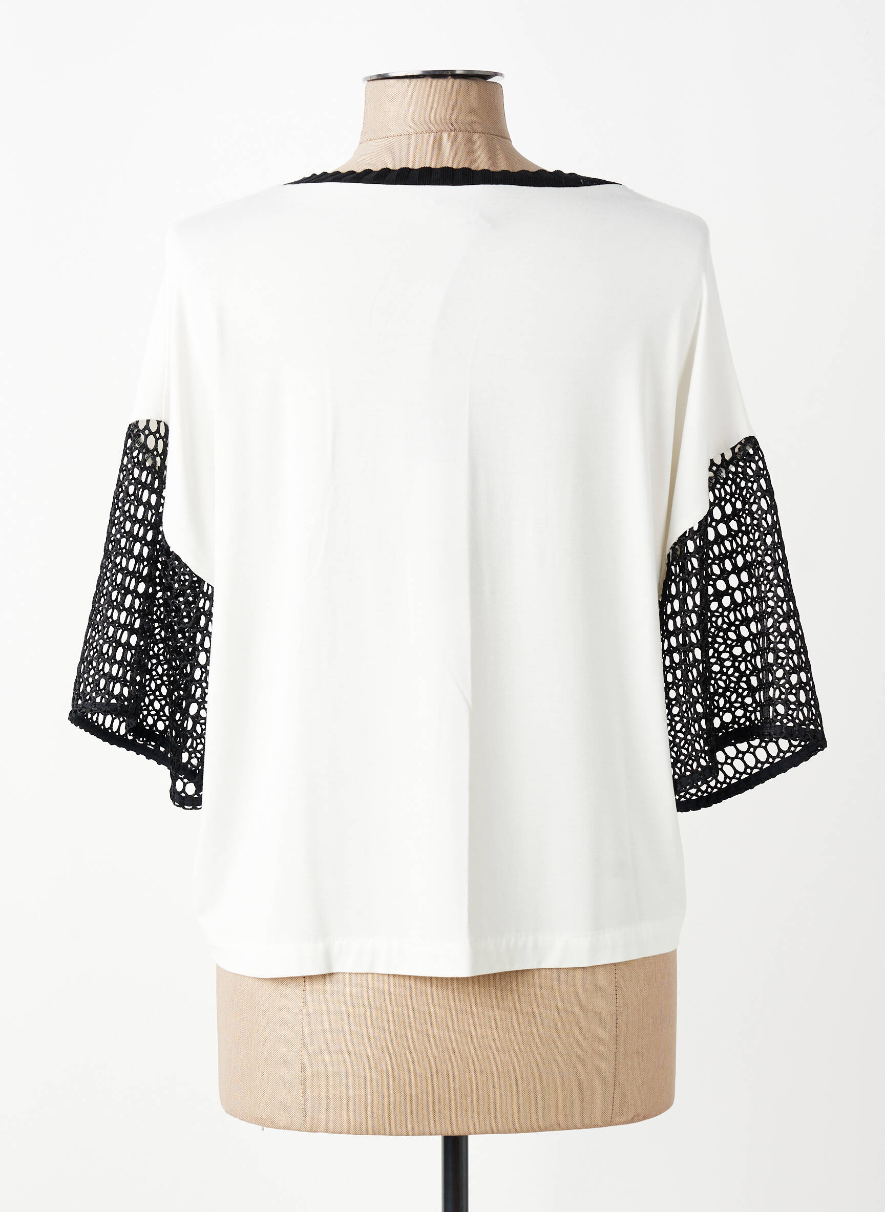 Tricou croială dreaptă mâneci scurte bej TRICOT CHIC femeie