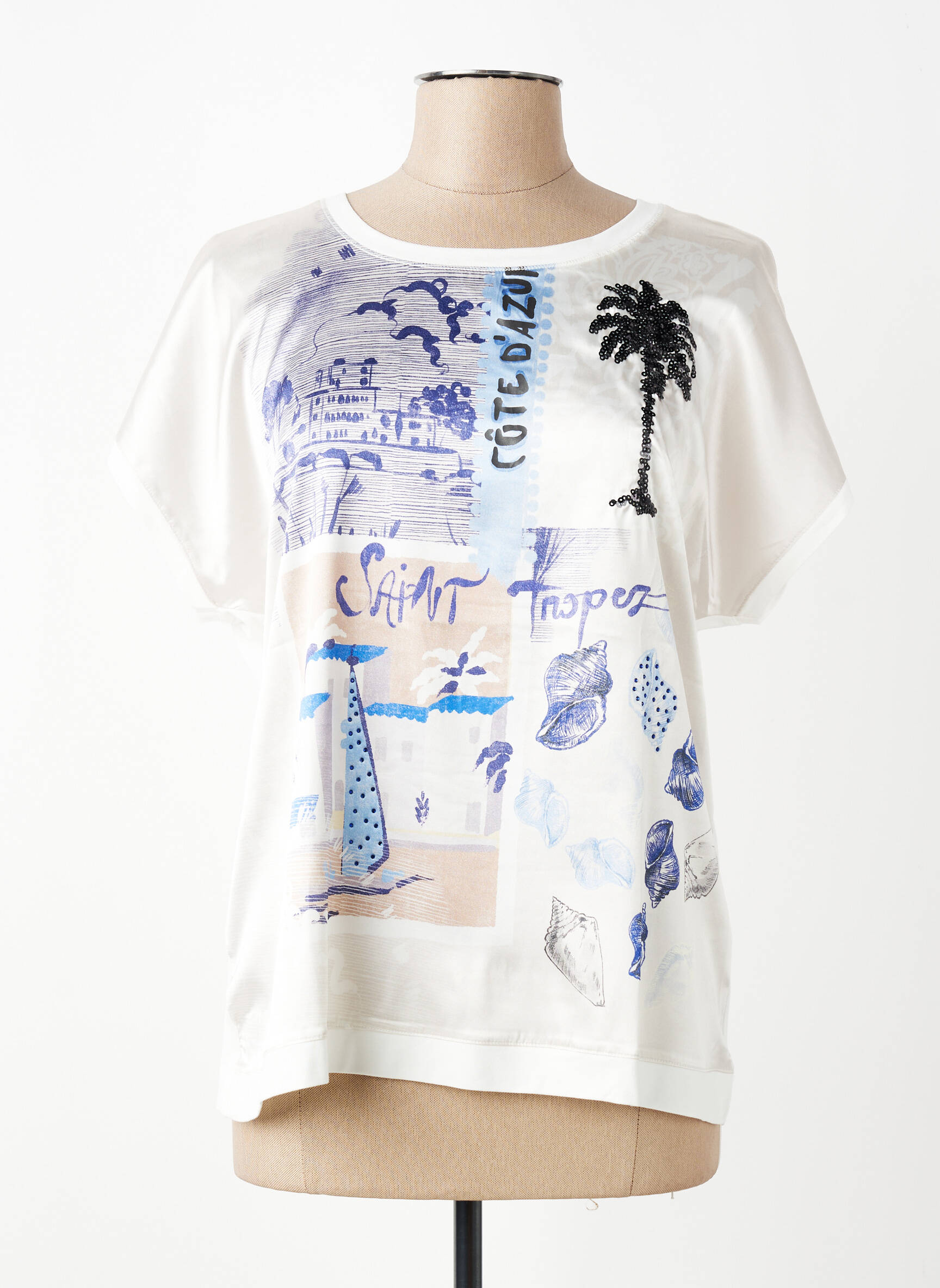 Tricou croială cambrată mâneci scurte bej TUZZI femeie