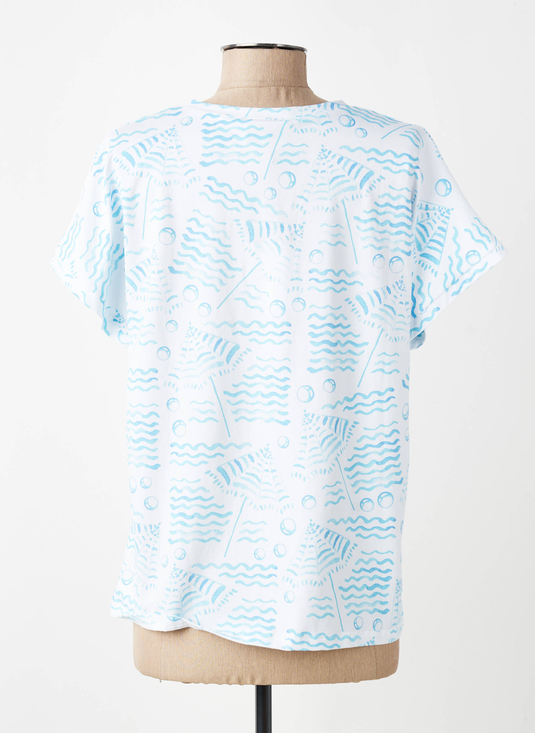 Tricou imprimeu fantezie mâneci scurte albastru LEO & UGO femeie