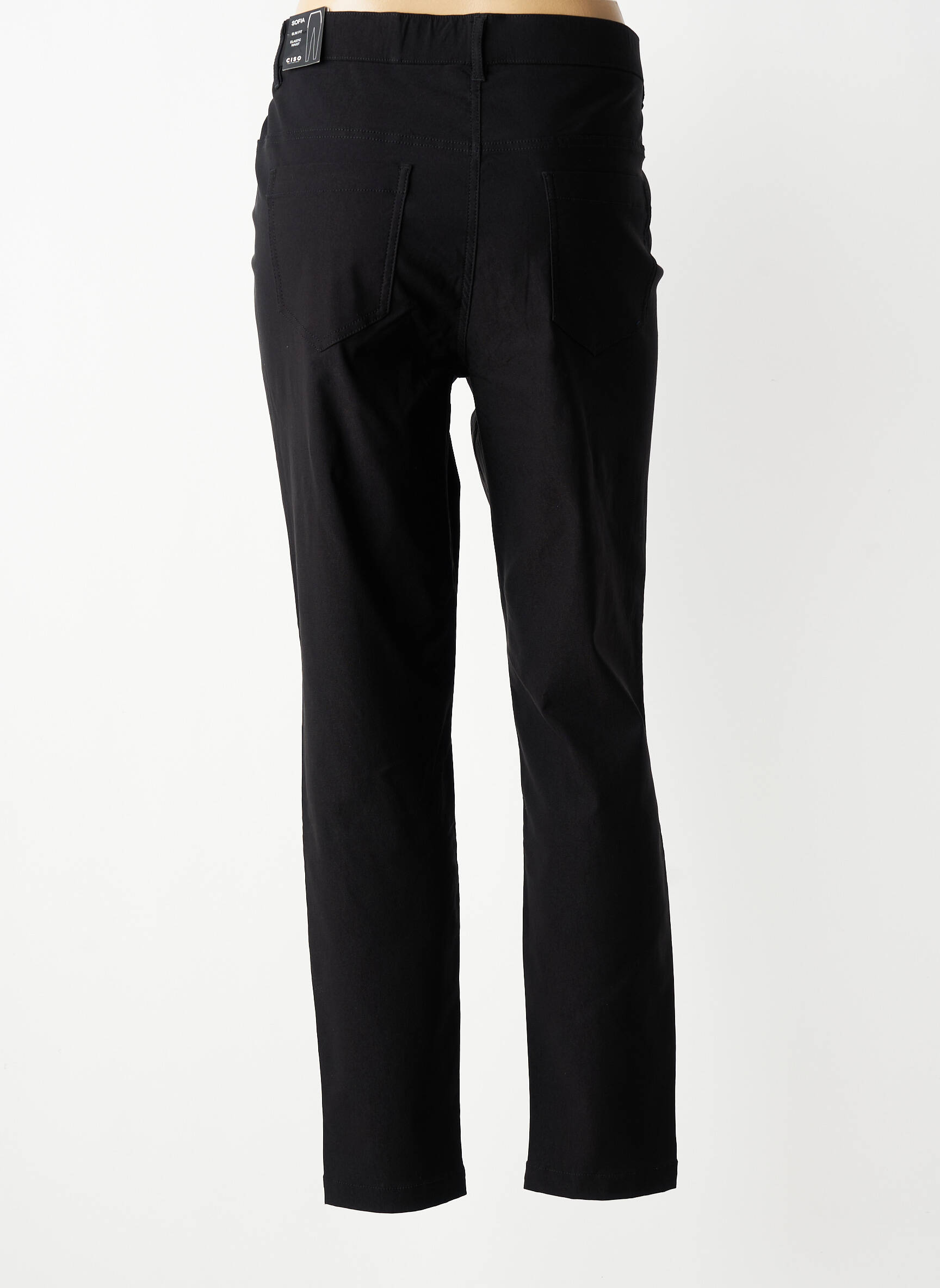 Pantalon slim talie elastică negru CISO femeie