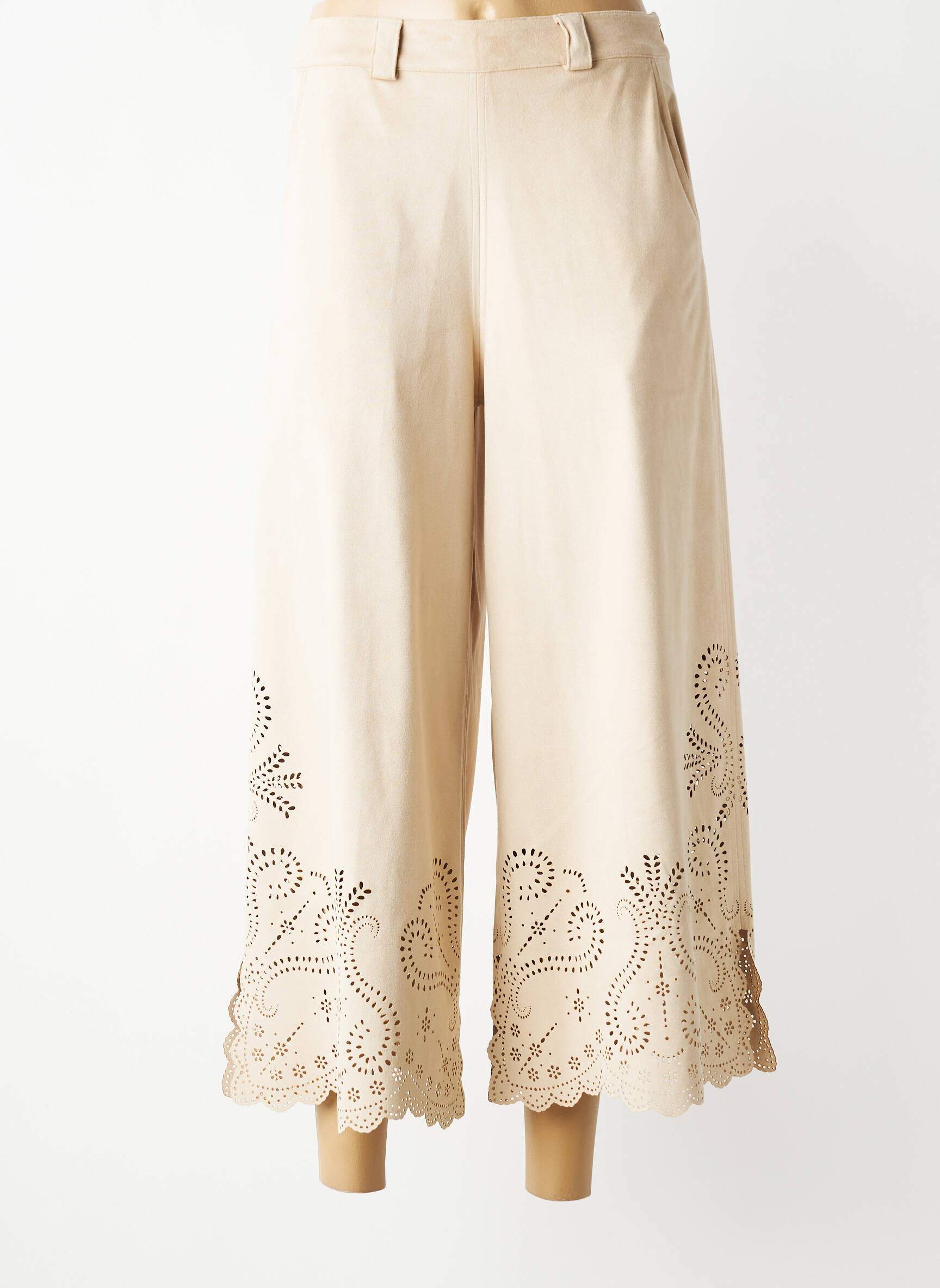 Pantalon 7/8 elasticitate mărime normală bej TRICOT CHIC femeie