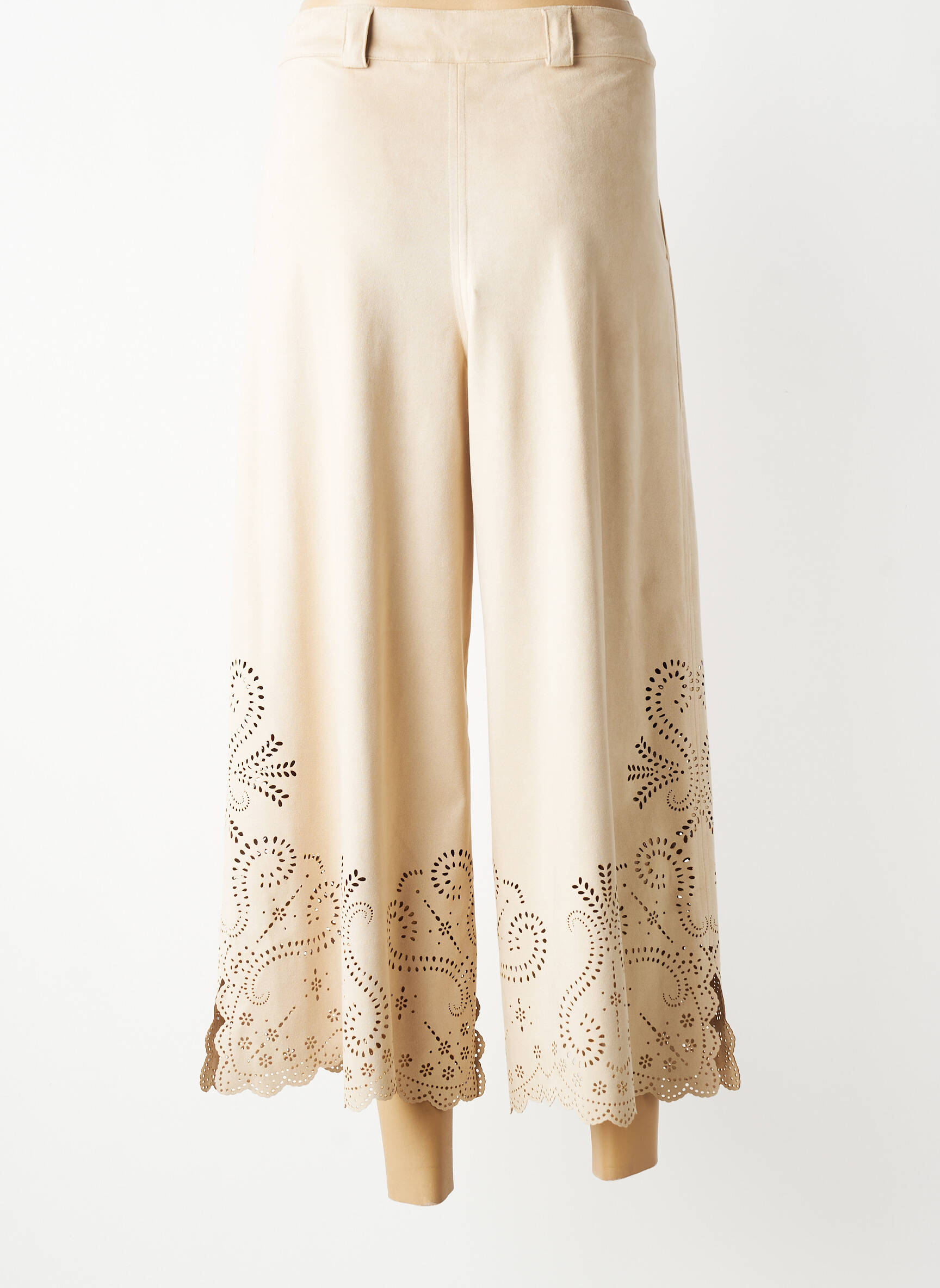 Pantalon 7/8 elasticitate mărime normală bej TRICOT CHIC femeie