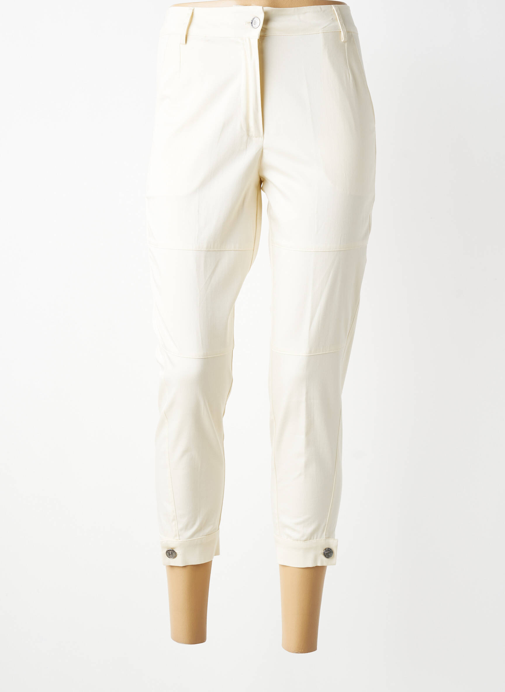 Pantalon trei sferturi talie înaltă talie înaltă bej TRICOT CHIC femeie