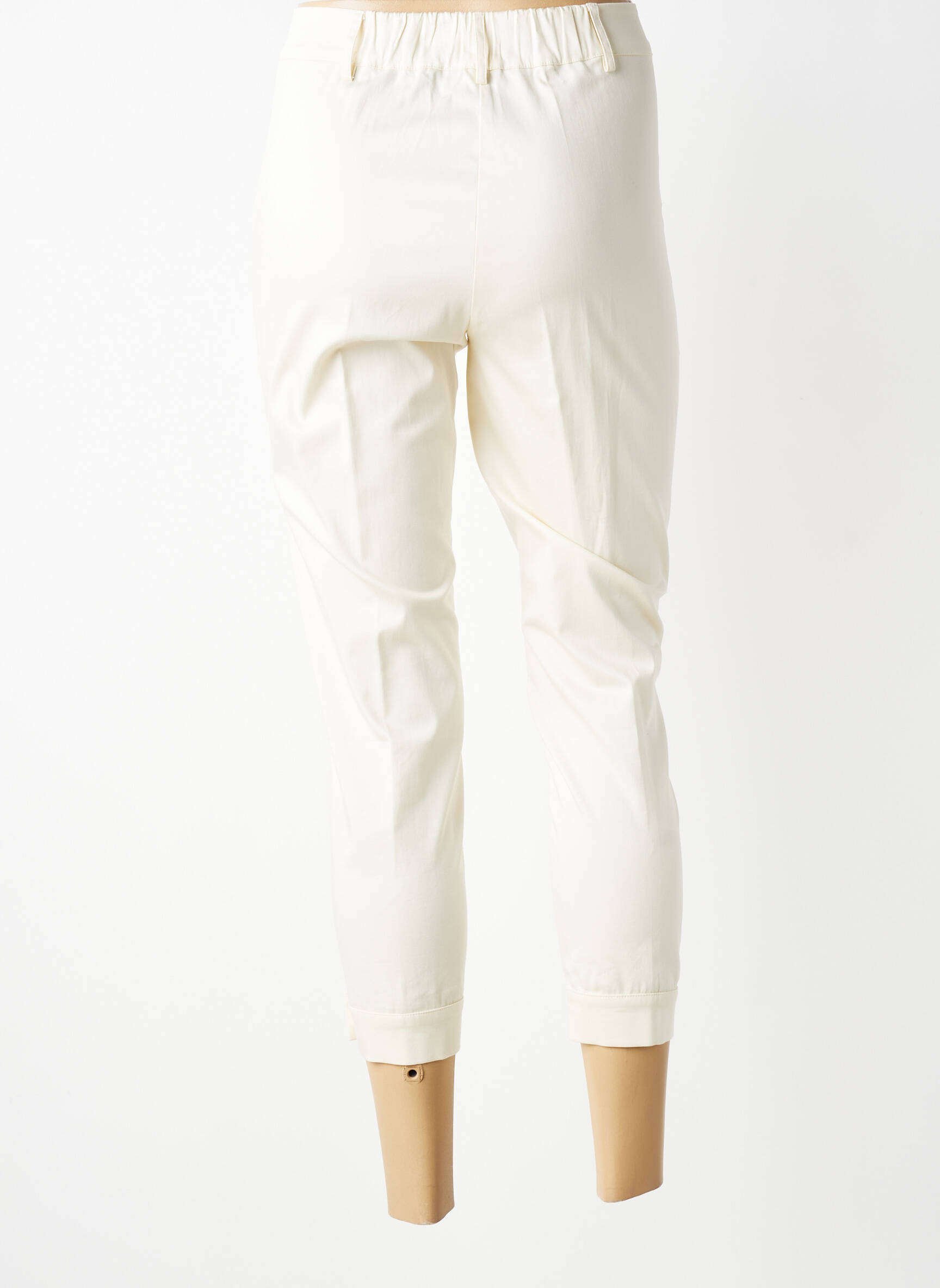 Pantalon trei sferturi talie înaltă talie înaltă bej TRICOT CHIC femeie