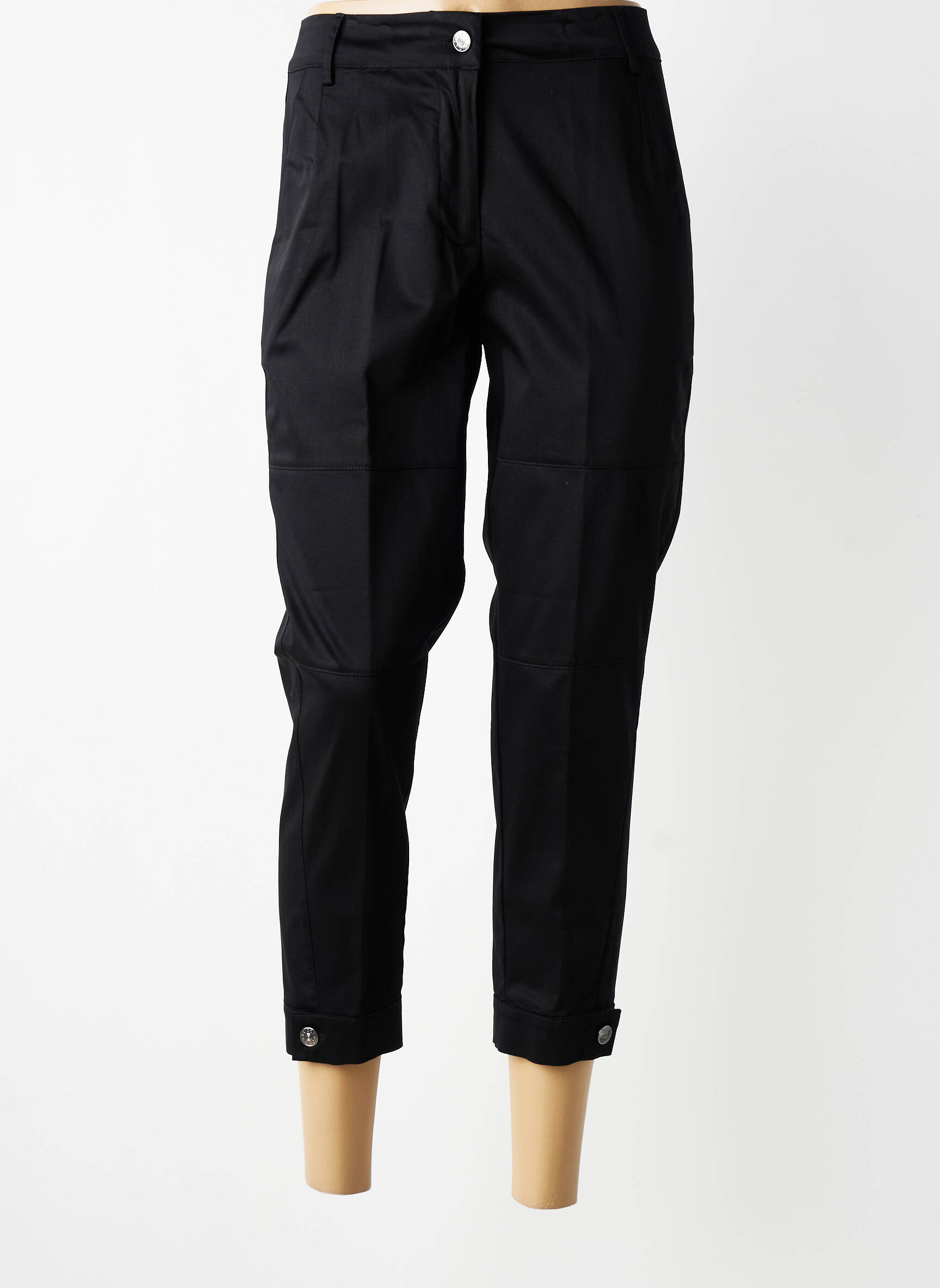 Pantalon trei sferturi talie înaltă talie înaltă negru TRICOT CHIC femeie