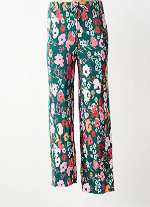 Pantalon larg croială fluidă mărime normală verde LEO & UGO femeie
