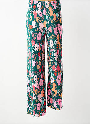 Pantalon larg croială fluidă mărime normală verde LEO & UGO femeie