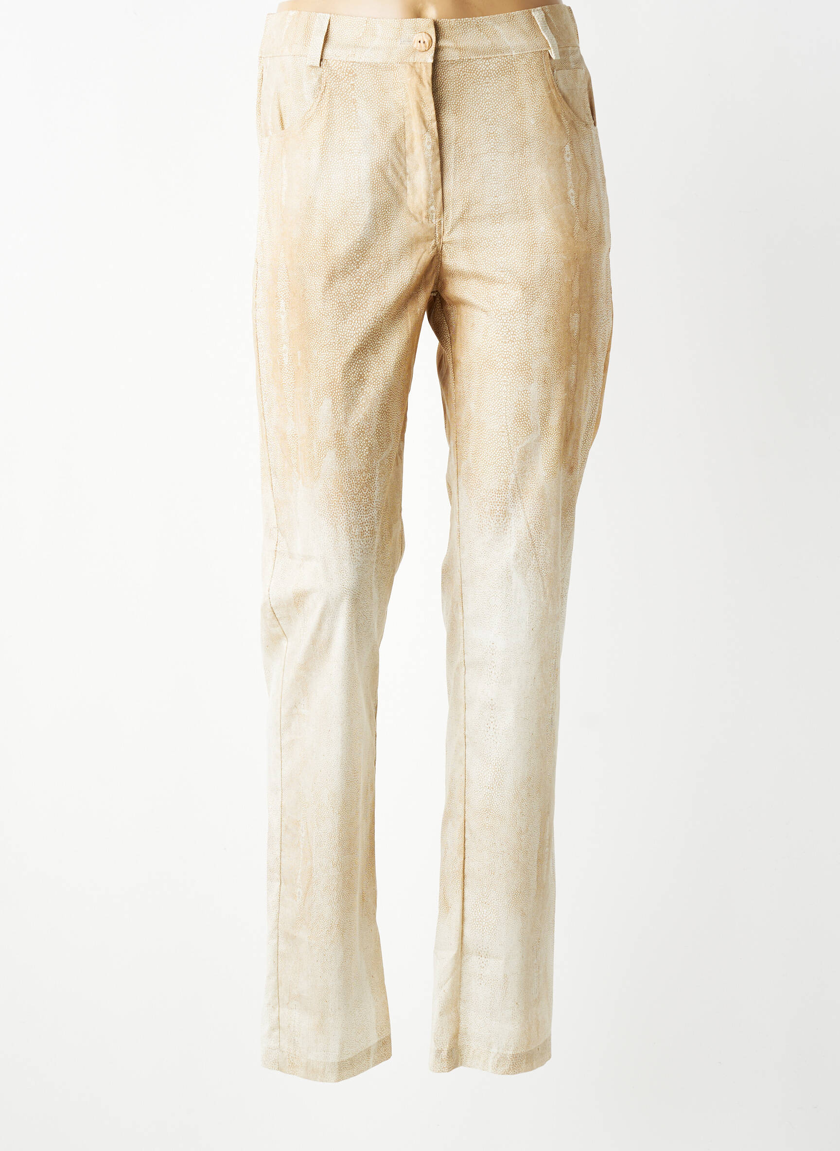 Pantalon slim talie elastică mărime normală bej TRICOT CHIC femeie