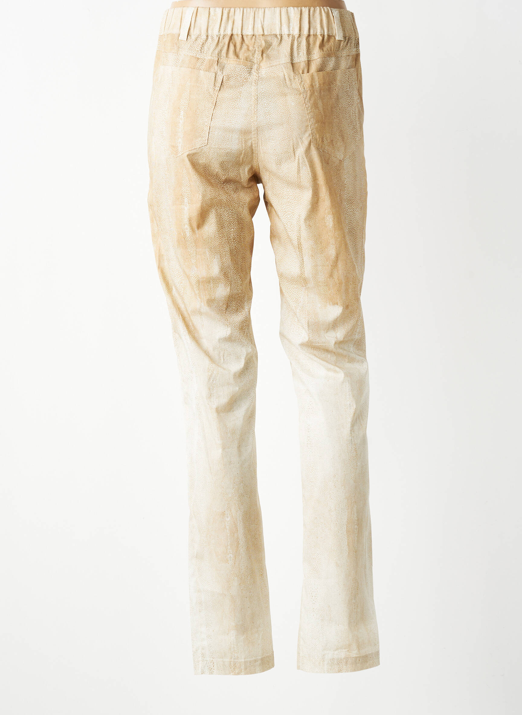 Pantalon slim talie elastică mărime normală bej TRICOT CHIC femeie
