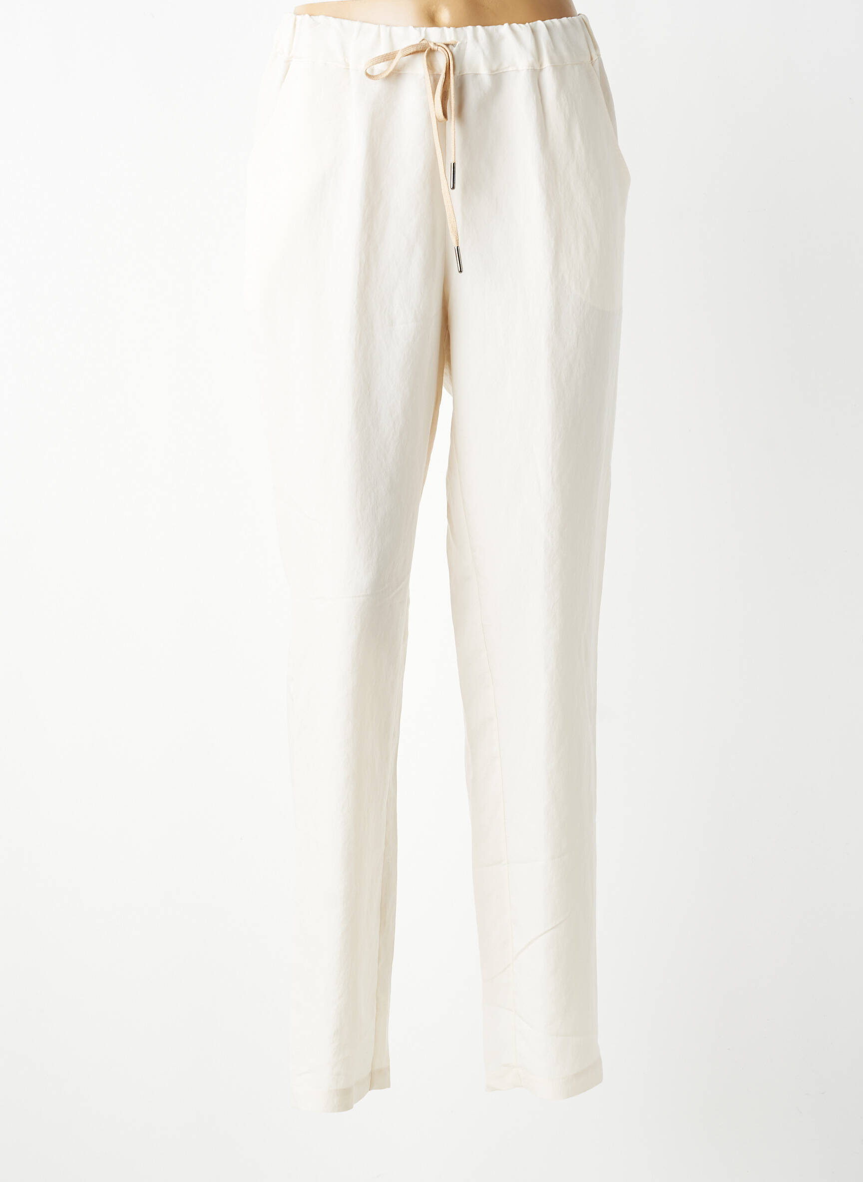 Pantalon slim talie elastică mărime normală bej TRICOT CHIC femeie