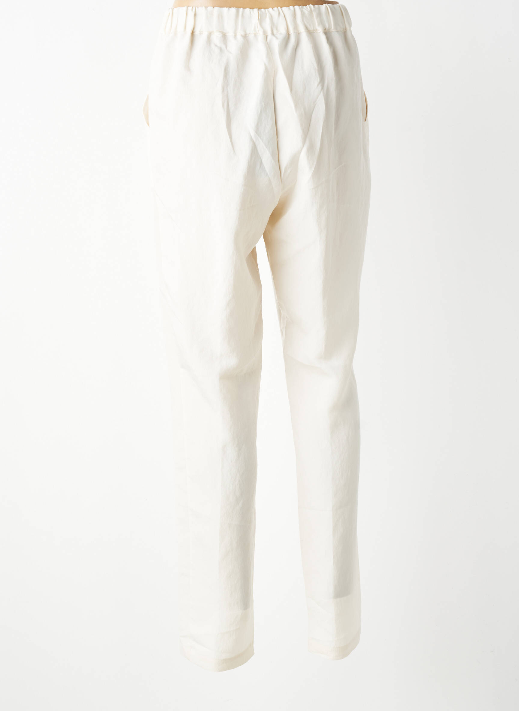 Pantalon slim talie elastică mărime normală bej TRICOT CHIC femeie