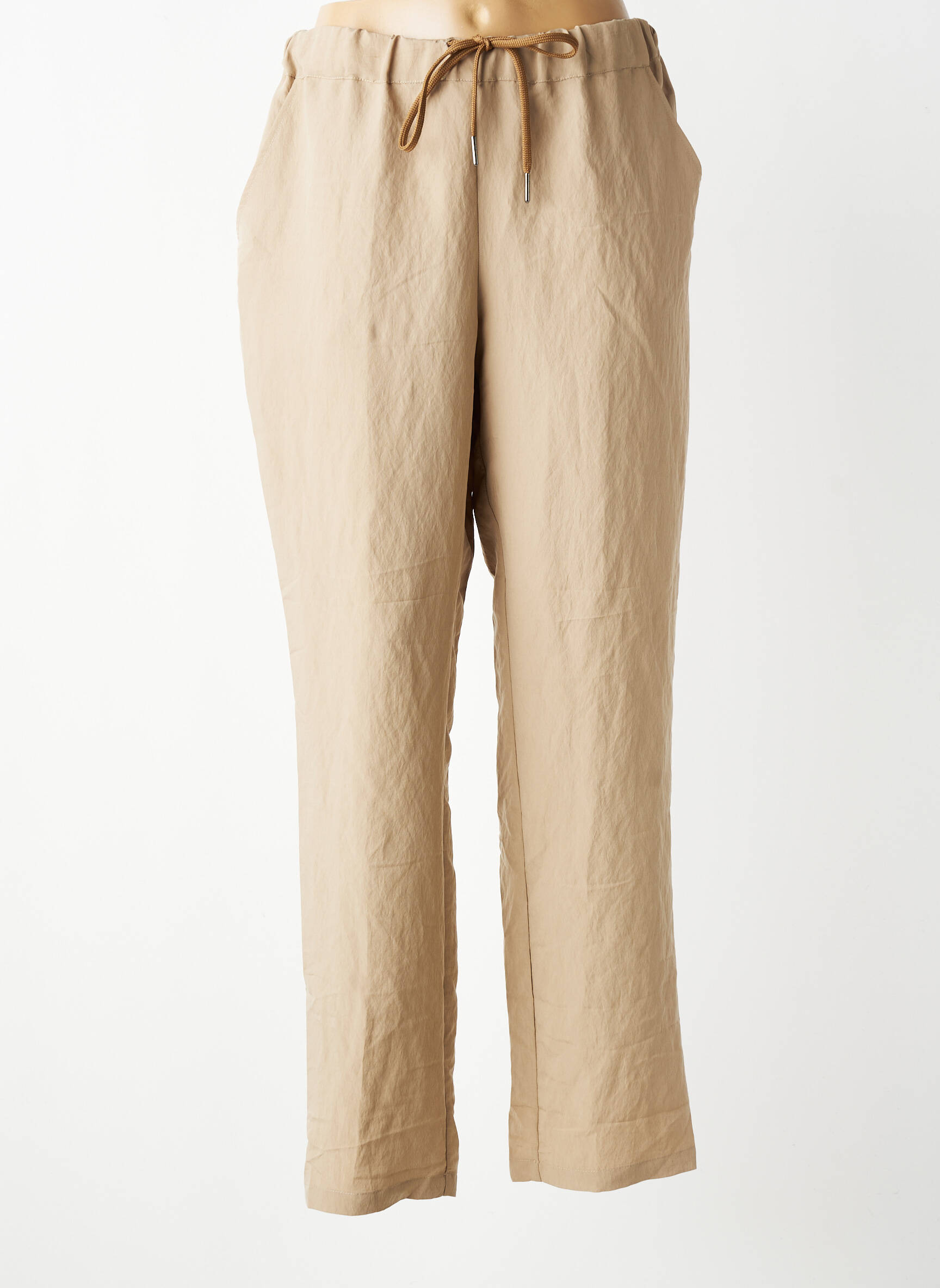 Pantalon slim talie elastică mărime normală maro TRICOT CHIC femeie