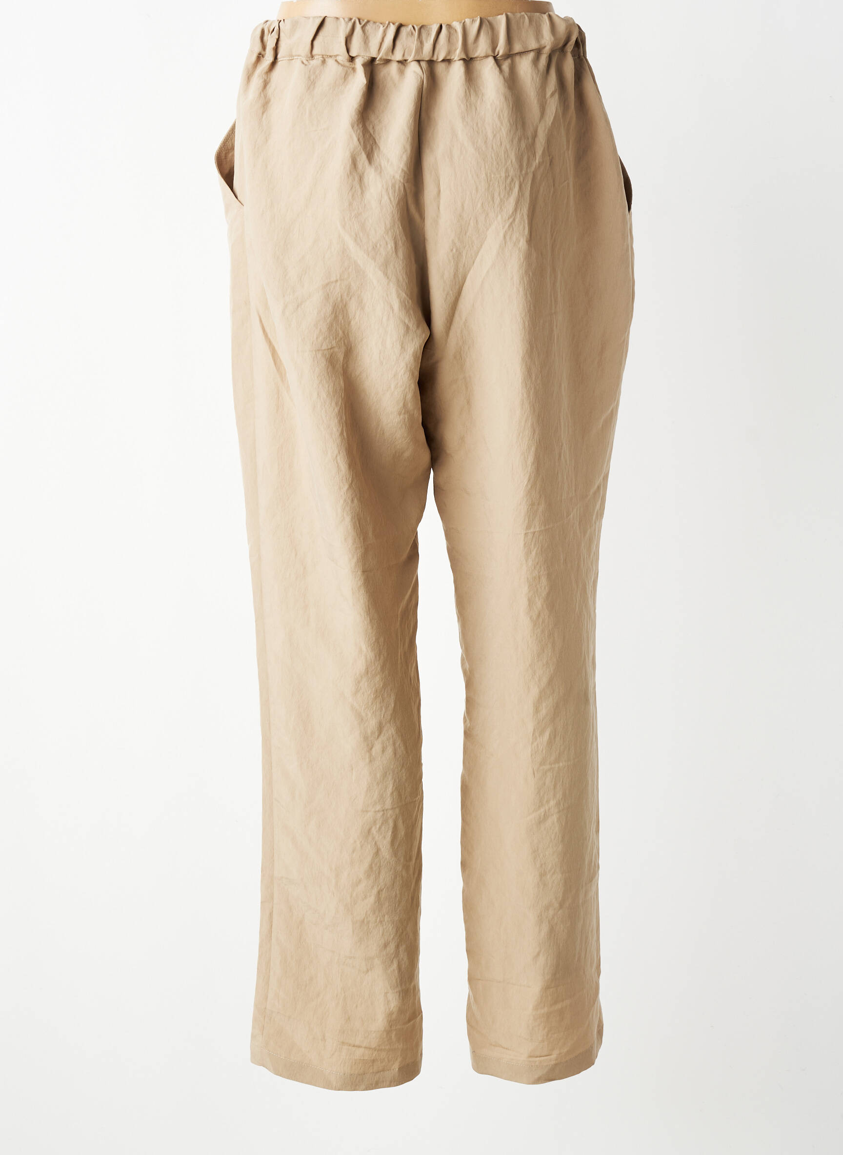 Pantalon slim talie elastică mărime normală maro TRICOT CHIC femeie