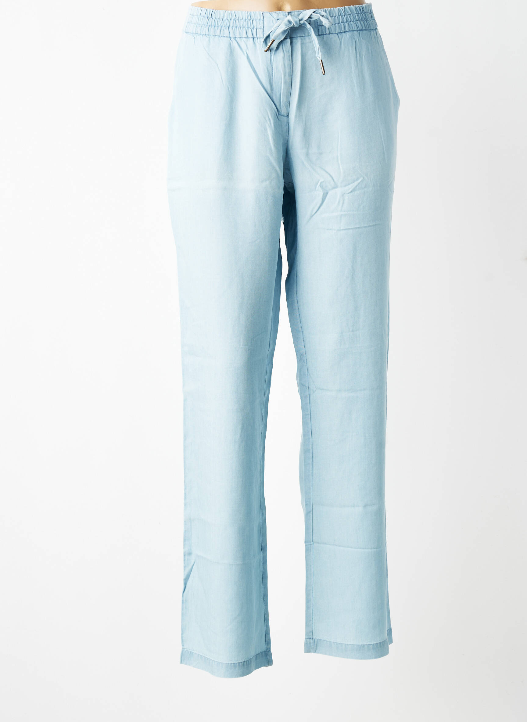 Pantalon slim talie elastică mărime normală albastru EVA KAYAN femeie