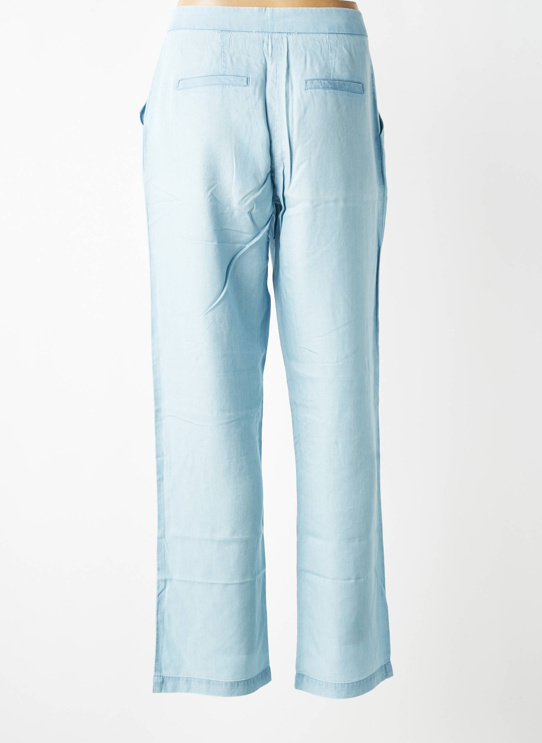 Pantalon slim talie elastică mărime normală albastru EVA KAYAN femeie