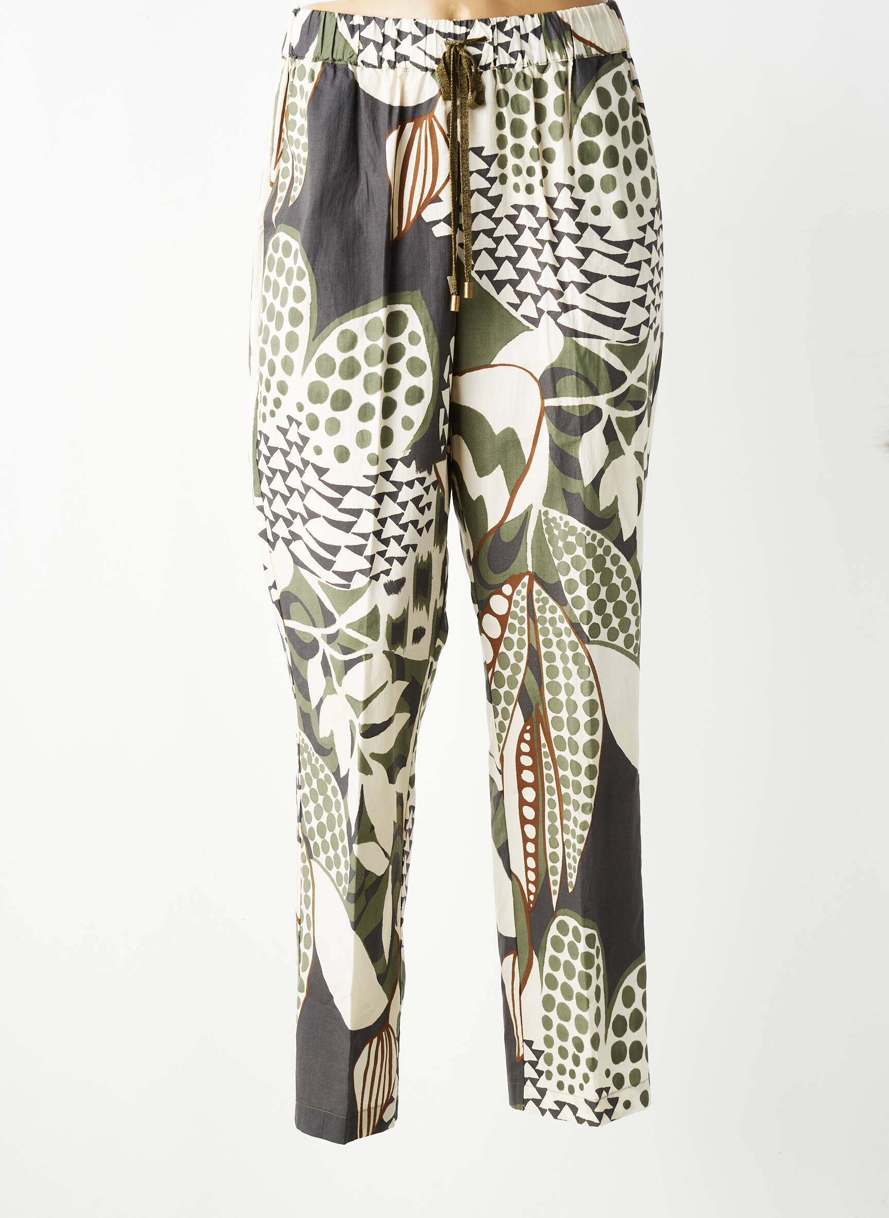 Pantalon slim talie elastică mărime normală verde TRICOT CHIC femeie