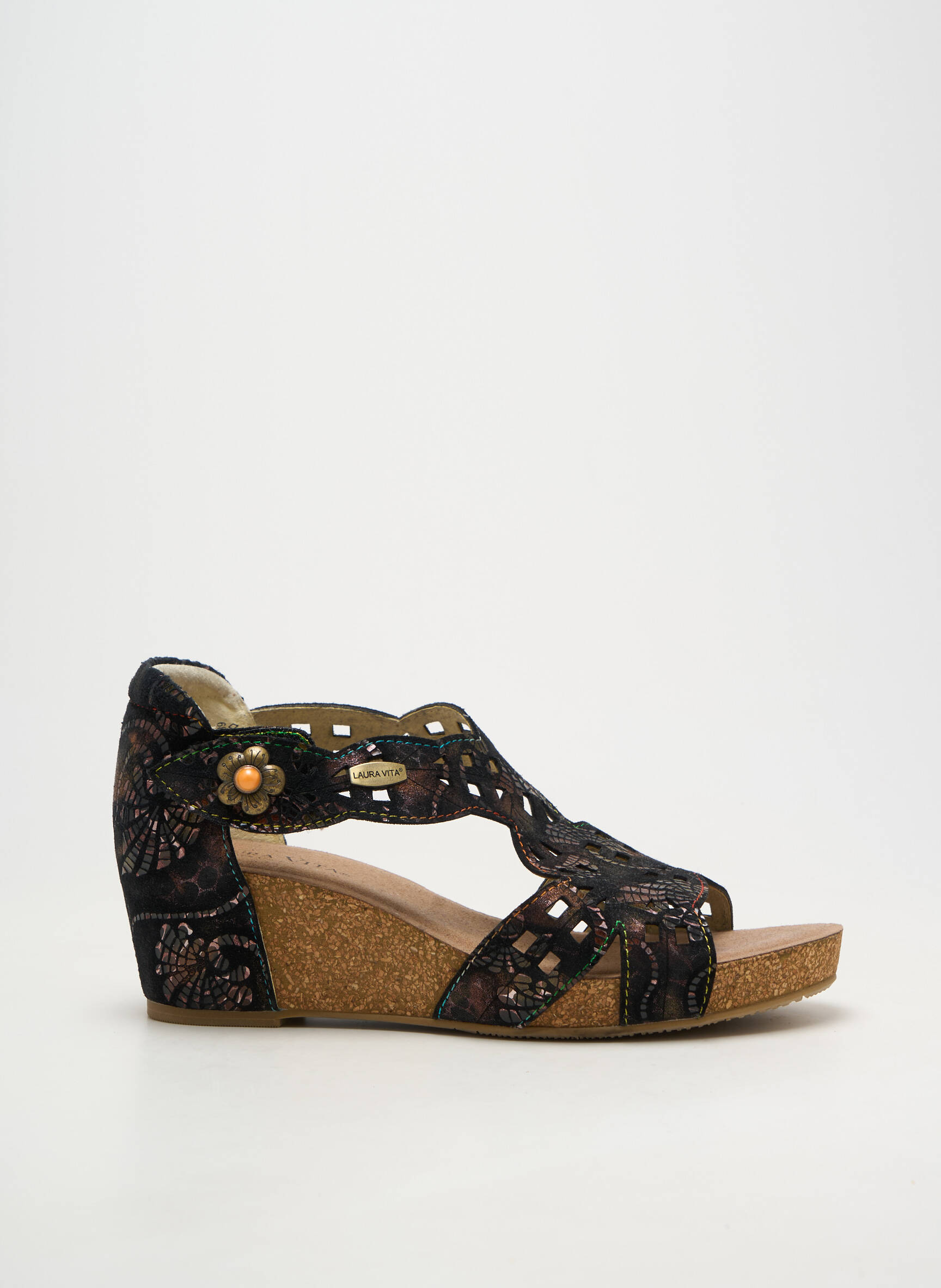 Sandale/pantofi decupați vârf deschis toc de 4 la 6 cm negru LAURA VITA femeie