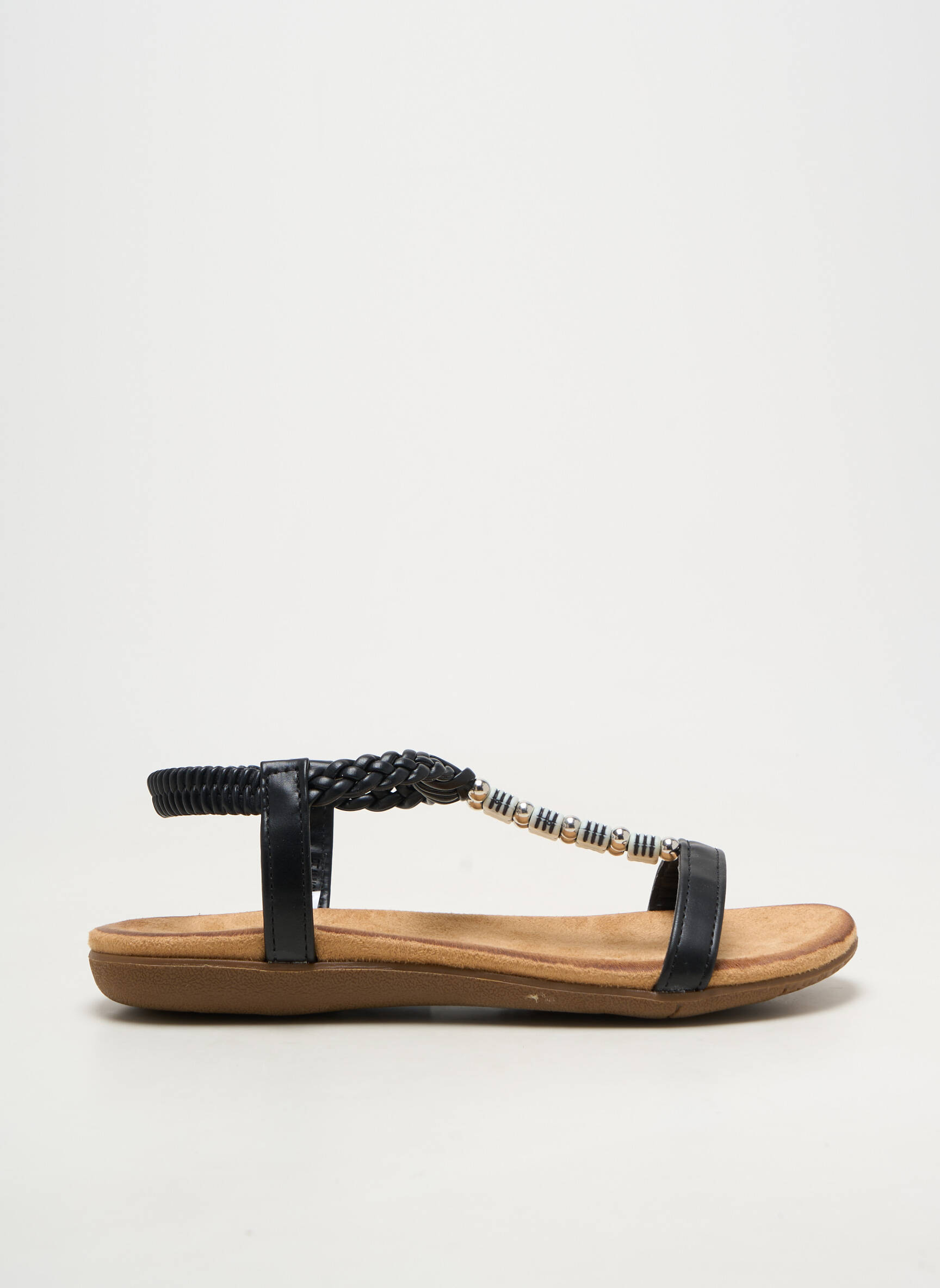 Sandale/pantofi decupați material neted toc plat până la 3 cm negru ELUE PAR NOUS femeie