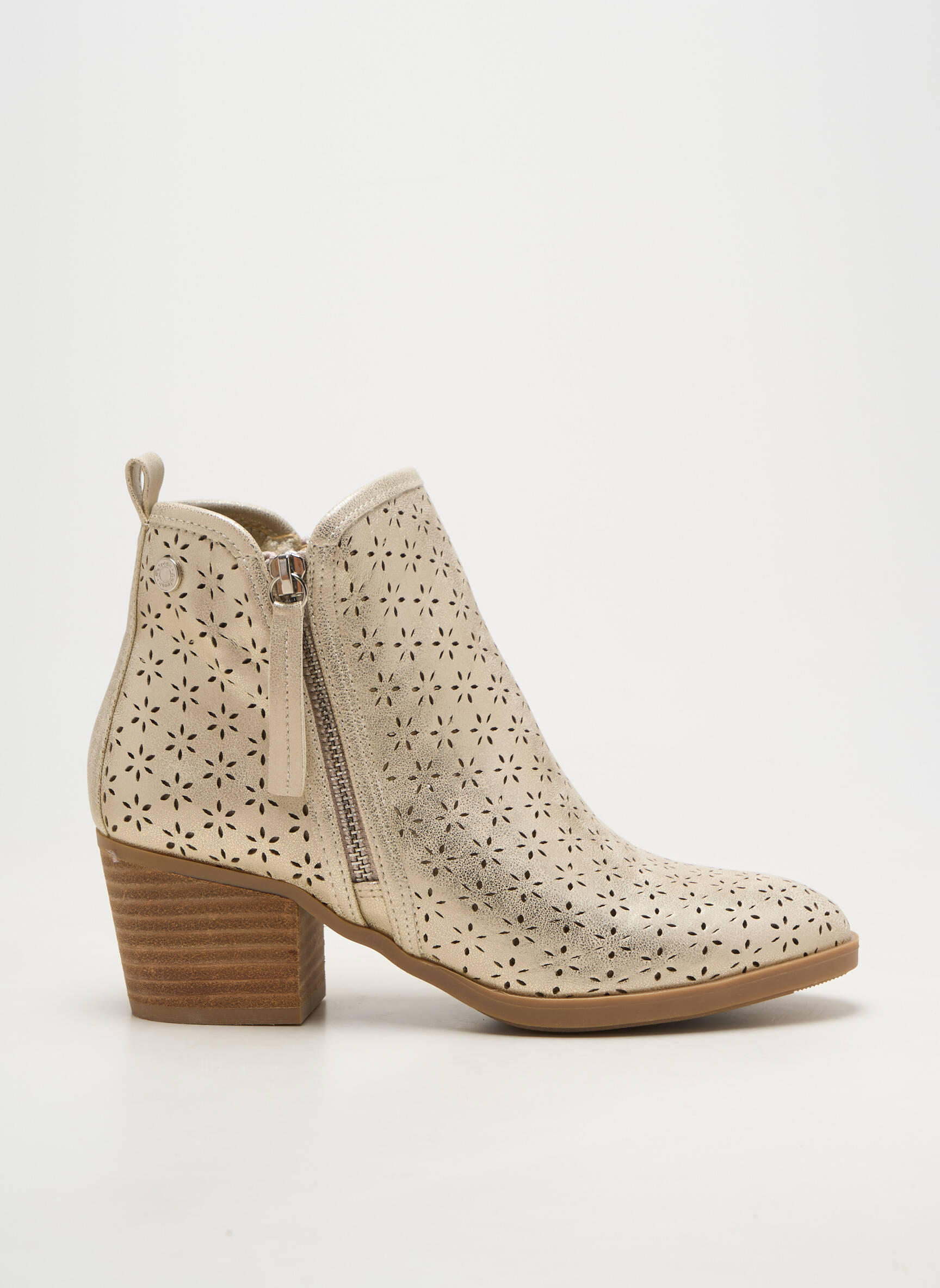 Botine/ghete material neted toc de 4 la 6 cm auriu REFRESH femeie