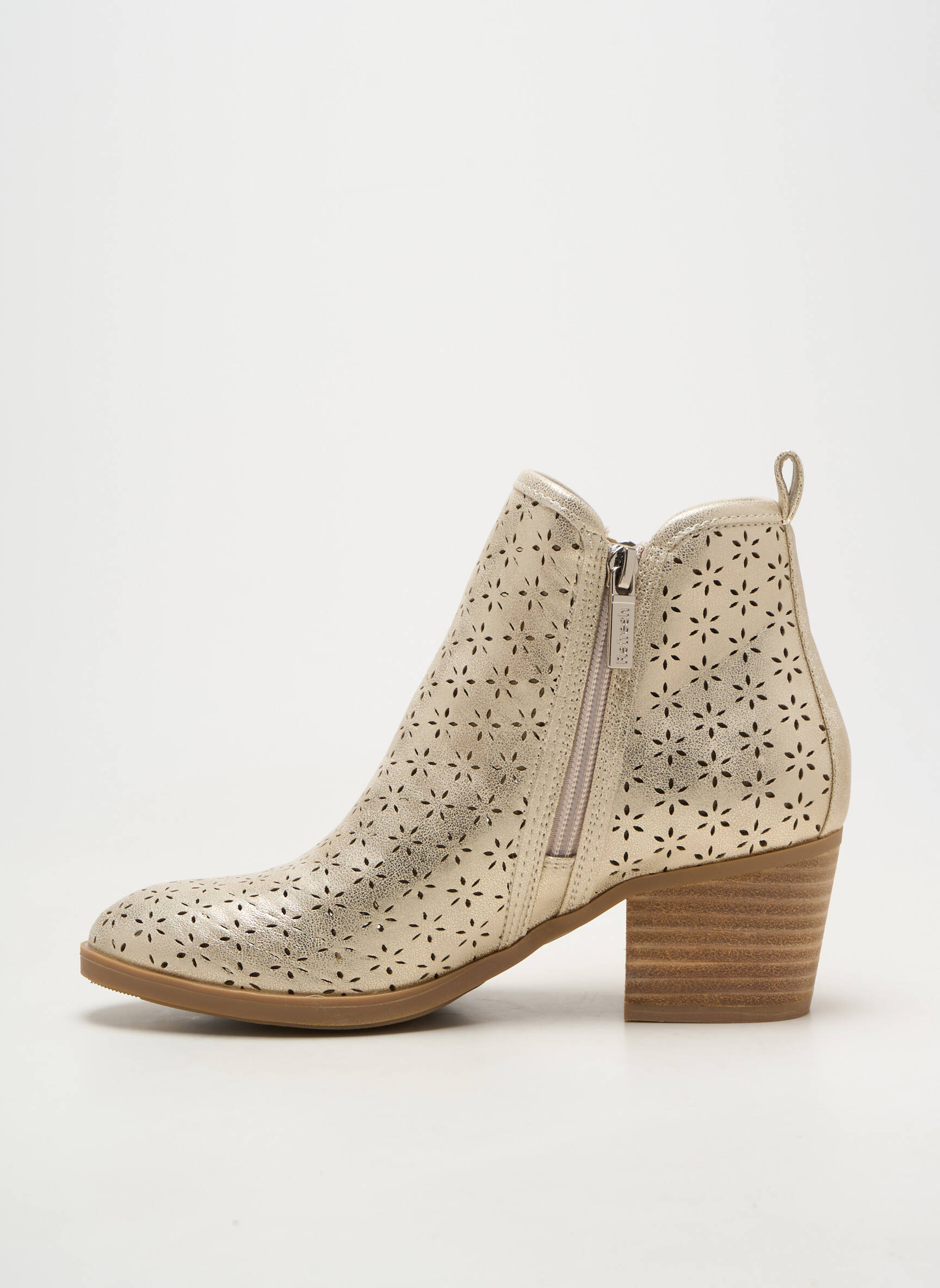 Botine/ghete material neted toc de 4 la 6 cm auriu REFRESH femeie
