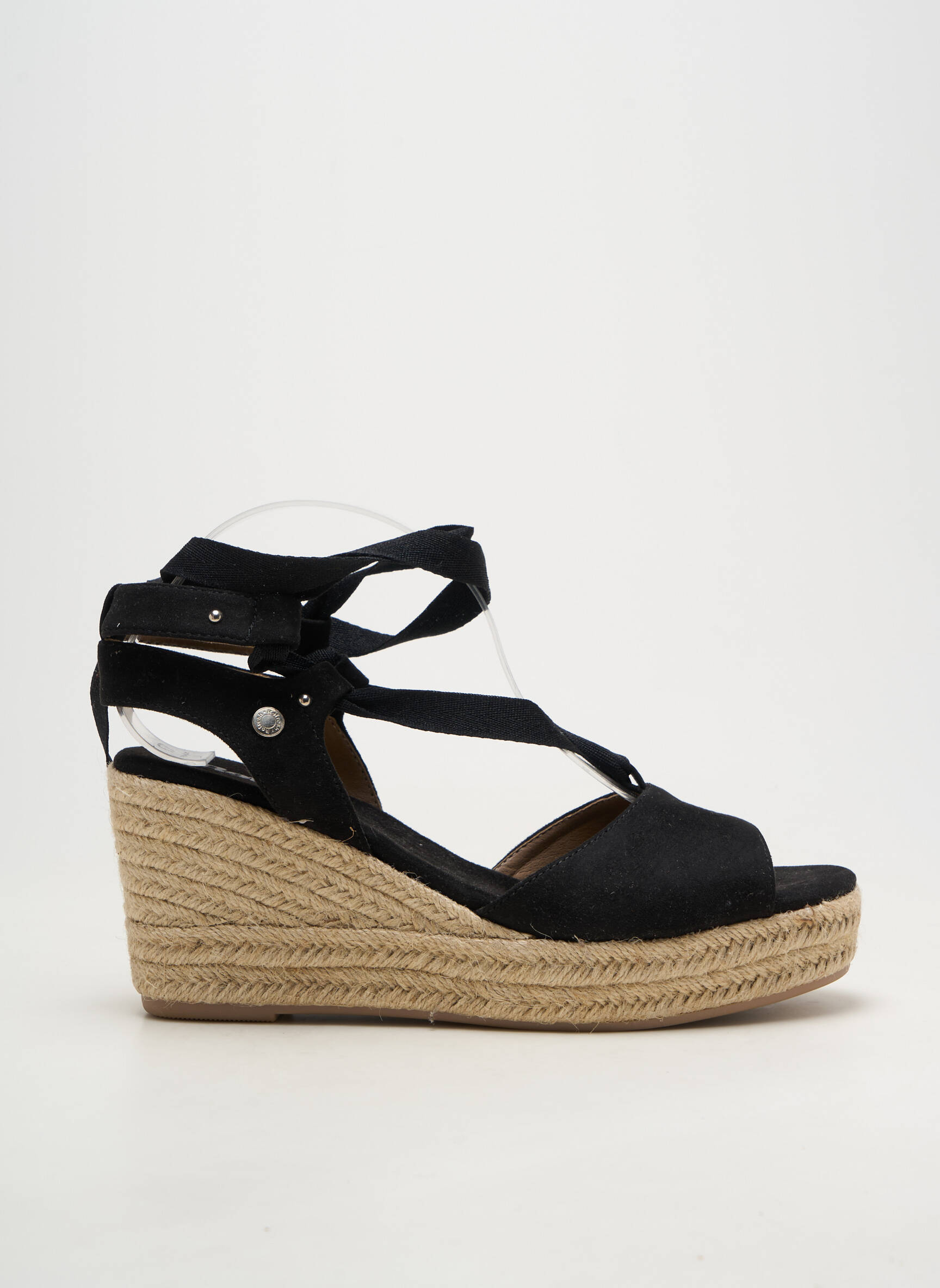 Espadrile închidere cu șireturi toc de 7 la 9 cm negru REFRESH femeie