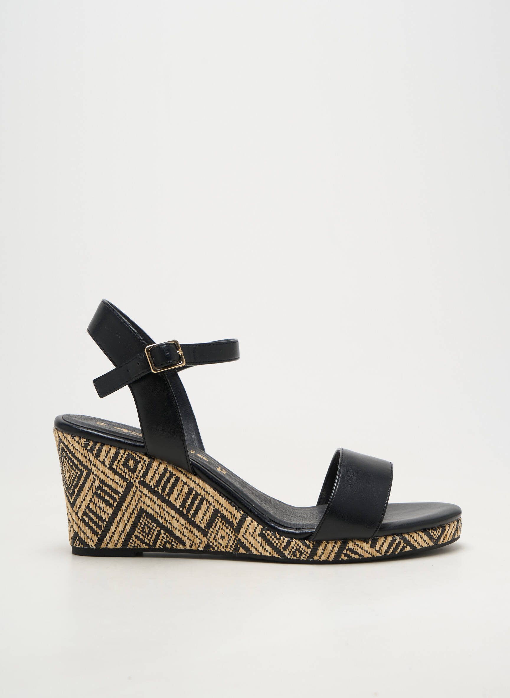 Sandale/pantofi decupați țesătură satinată toc de 7 la 9 cm negru TAMARIS femeie
