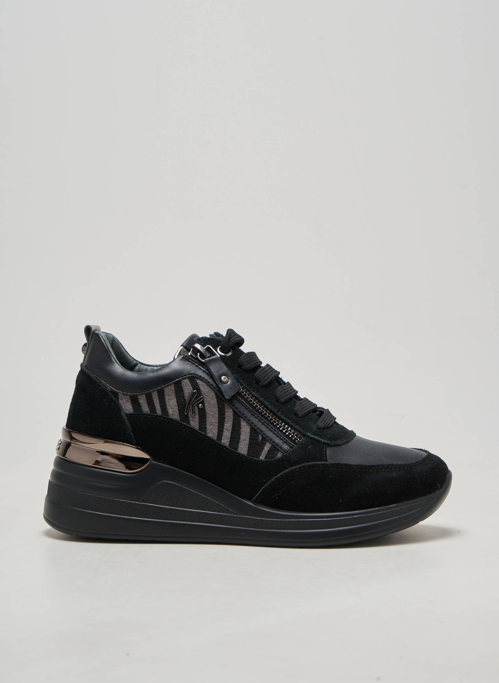 Adidași material neted toc de 4 la 6 cm negru KEYS femeie