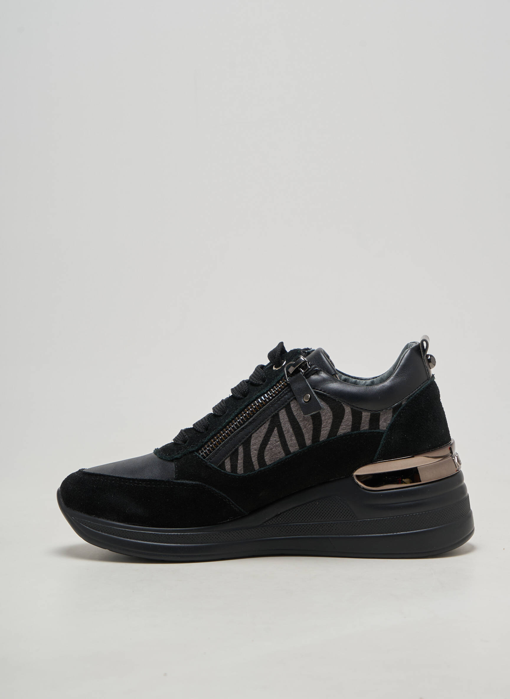 Adidași material neted toc de 4 la 6 cm negru KEYS femeie