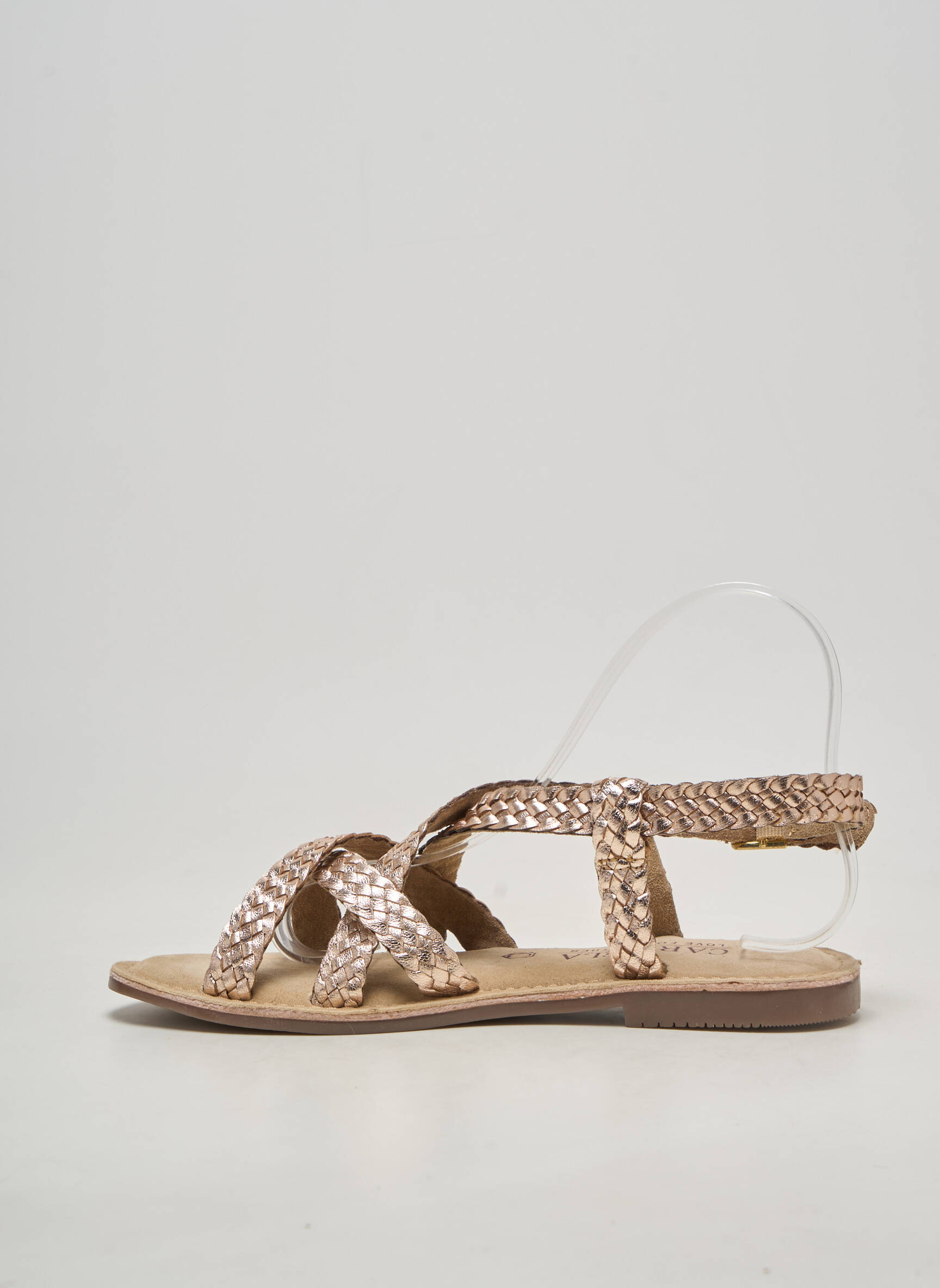 Sandale/pantofi decupați chiquet toc plat până la 3 cm auriu CARMELA femeie