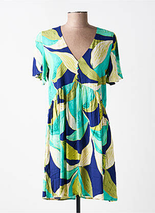 Rochie scurtă croială evazată mâneci scurte verde IKOONE&BIANKA femeie