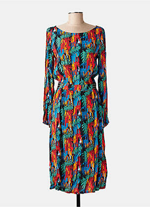 Rochie midi imprimeu fantezie mâneci lungi albastru MARIE-SIXTINE femeie