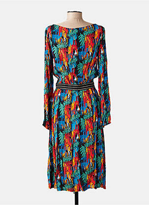 Rochie midi imprimeu fantezie mâneci lungi albastru MARIE-SIXTINE femeie