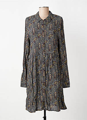 Rochie midi imprimeu fantezie mâneci lungi gri MARIE-SIXTINE femeie