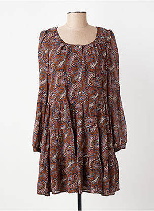 Rochie scurtă mâneci lungi mâneci lungi maro ARTLOVE femeie