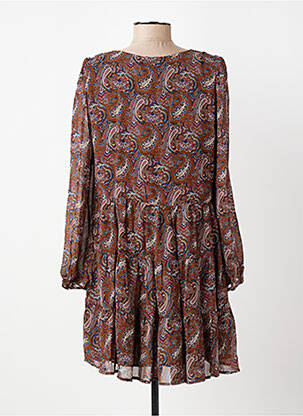 Rochie scurtă mâneci lungi mâneci lungi maro ARTLOVE femeie