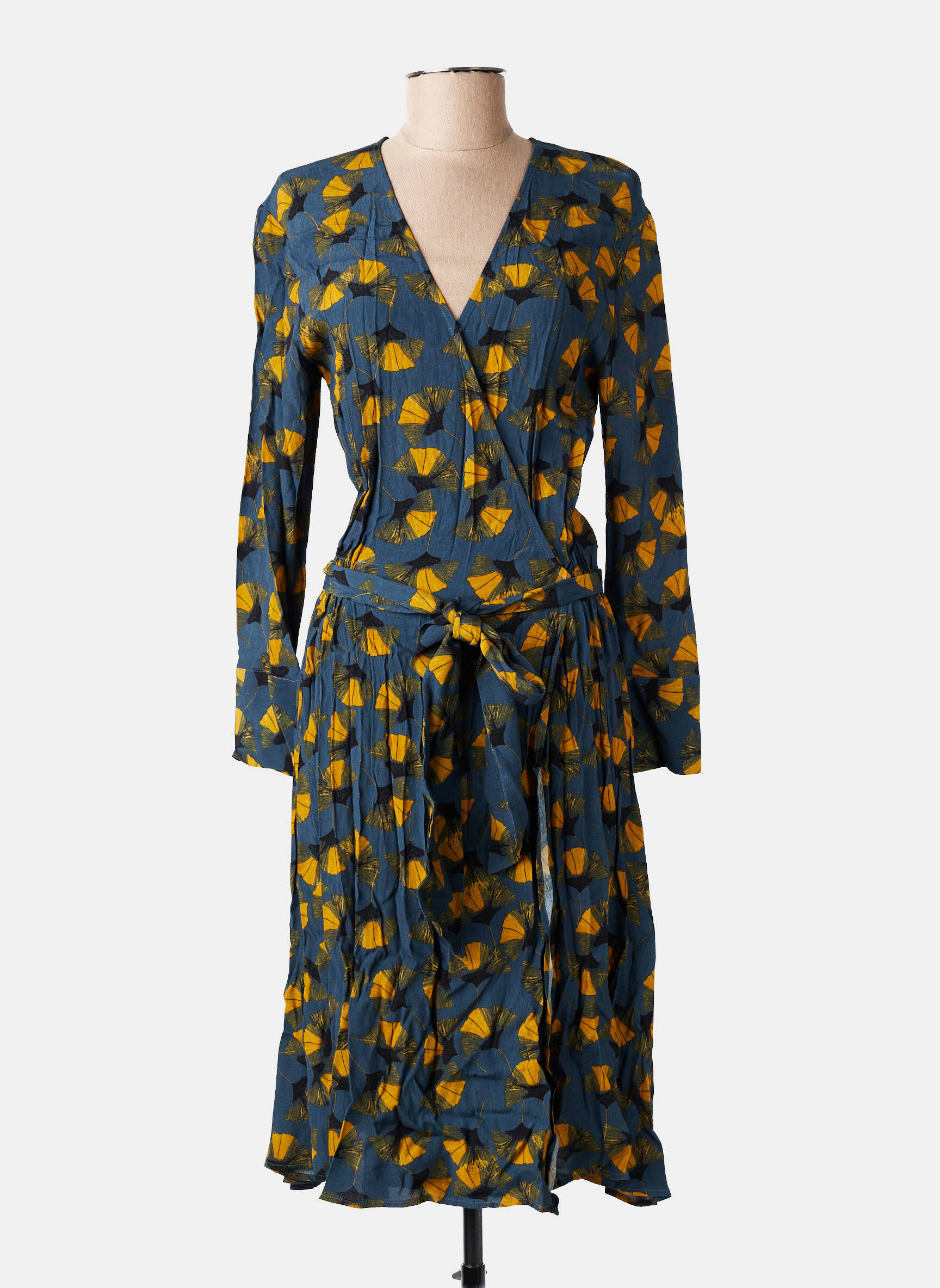Rochie lungă mâneci lungi mâneci lungi albastru MARIE-SIXTINE femeie