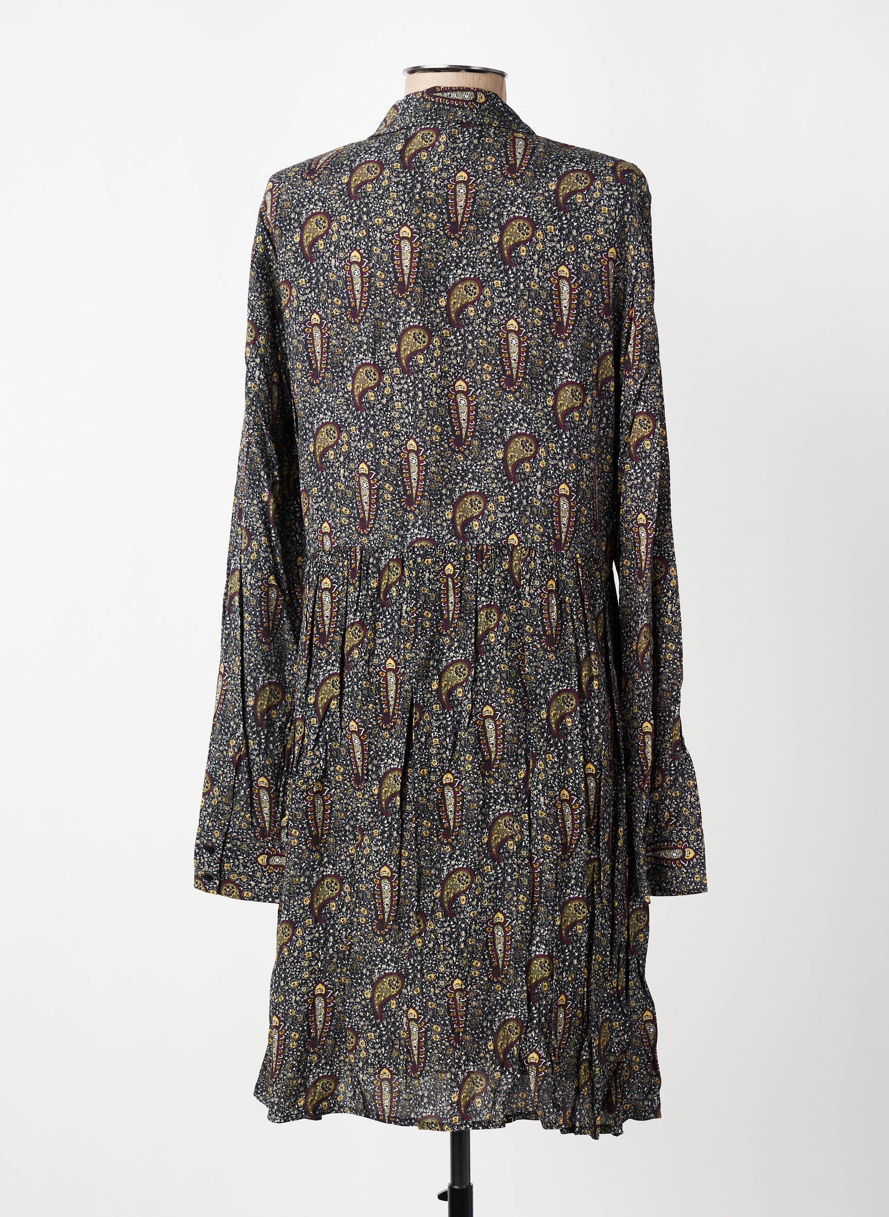 Rochie midi imprimeu fantezie mâneci lungi gri MARIE-SIXTINE femeie